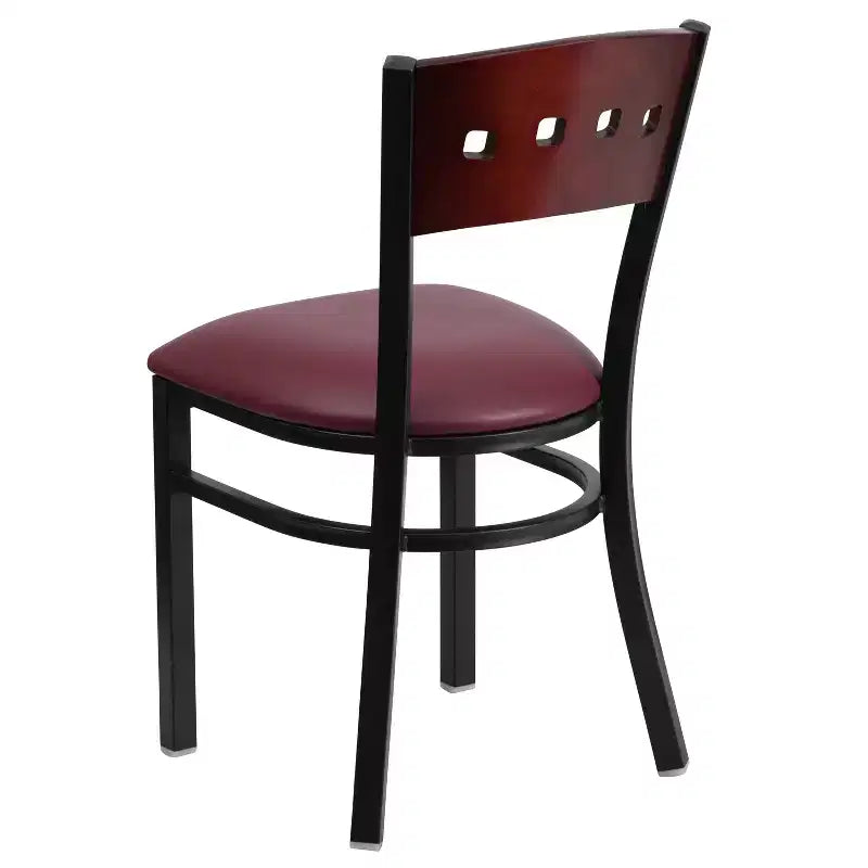 Flash Furniture Confezione da 4 sedie da ristorante in metallo nere Hercules Series con schienale a 4 quadrati decorative