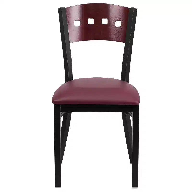 Flash Furniture Confezione da 4 sedie da ristorante in metallo nere Hercules Series con schienale a 4 quadrati decorative