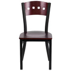Flash Furniture Confezione da 4 sedie da ristorante in metallo nere Hercules Series con schienale a 4 quadrati decorative
