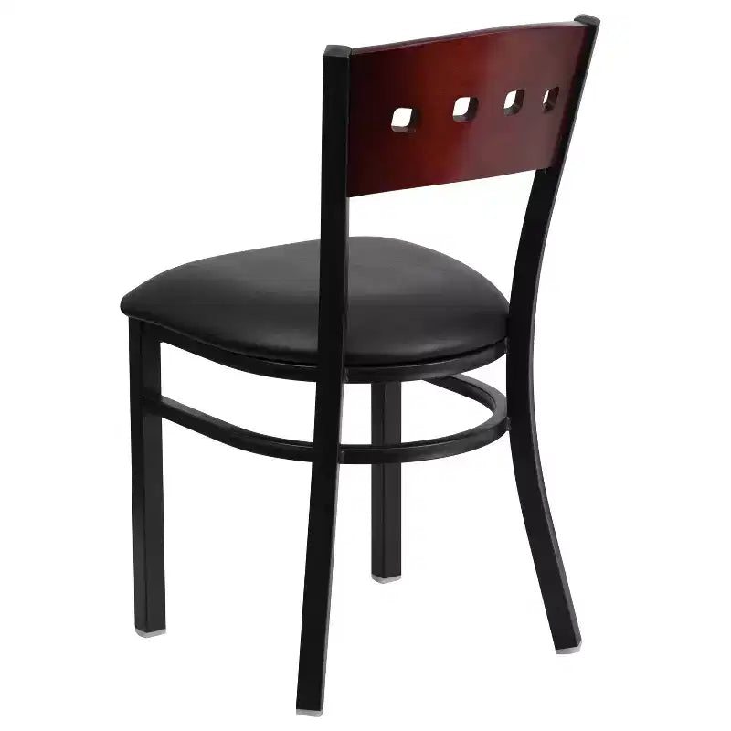 Flash Furniture Confezione da 4 sedie da ristorante in metallo nere Hercules Series con schienale a 4 quadrati decorative