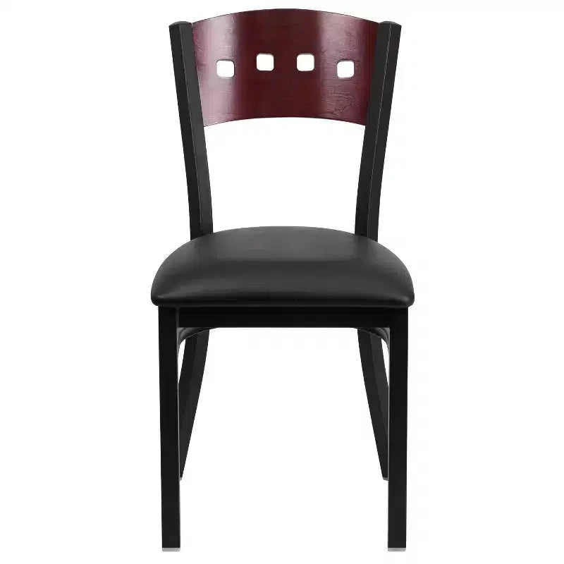 Flash Furniture Confezione da 4 sedie da ristorante in metallo nere Hercules Series con schienale a 4 quadrati decorative