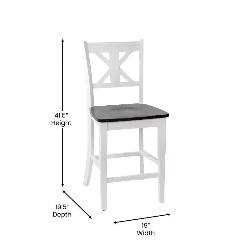 Merrick Lane Set di due sgabelli da pranzo moderni in legno massello stile Farmhouse