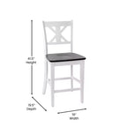 Merrick Lane Set di due sgabelli da pranzo moderni in legno massello stile Farmhouse