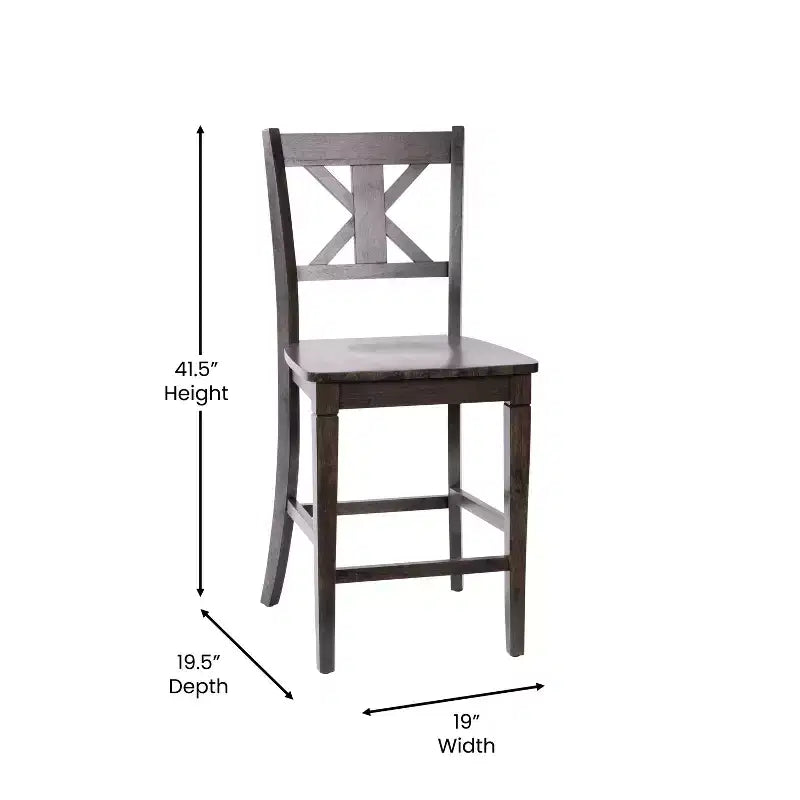 Merrick Lane Set di due sgabelli da pranzo moderni in legno massello stile Farmhouse