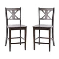 Merrick Lane Set of Two Solid Wood Modern Farmhouse Dining Stool