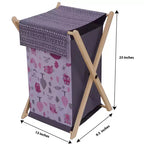 Bacati - Cesto portabiancheria con struttura in legno per bambine, motivo: gufi rosa/grigio