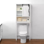 Mobile salvaspazio da bagno sopra il WC LuxenHome Farmhouse in MDF bianco