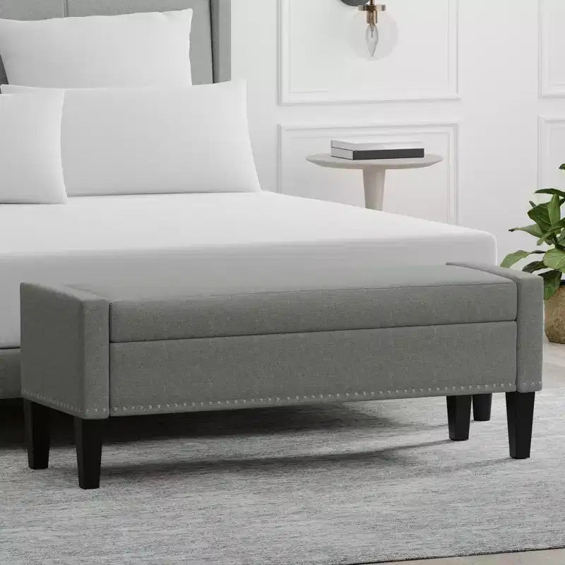 Panca contenitore imbottita con braccioli tronchi Glenwillow Home 52