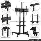 Yaheetech Carrello TV Mobile Regolabile in Metallo Supporto TV Nero