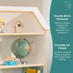 Libreria per casa delle bambole Guidecraft EdQ: mobile in legno per bambini per giochi di finzione per sala giochi e aula, con contenitori per giocattoli e bambole