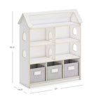 Libreria per casa delle bambole Guidecraft EdQ: mobile in legno per bambini per giochi di finzione per sala giochi e aula, con contenitori per giocattoli e bambole