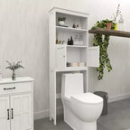 Mobiletto contenitore da bagno autoportante con ripiani sopra il WC, bianco - ModernLuxe