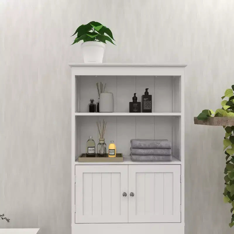 Mobiletto contenitore da bagno autoportante con ripiani sopra il WC, bianco - ModernLuxe