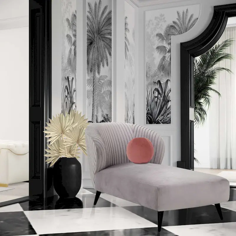 Chaise longue moderna imbottita in velluto a coste – Accent Lounger