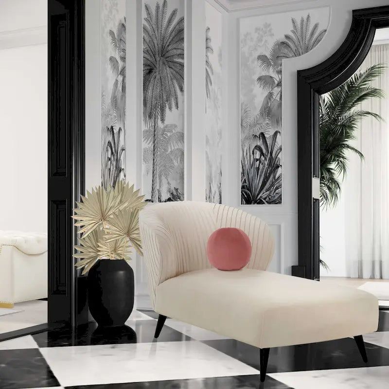 Chaise longue moderna imbottita in velluto a coste – Accent Lounger