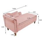 Chaise longue imbottita in velluto con braccioli arrotolati, contenitore e cuscino