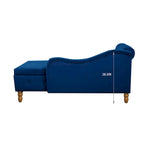 Chaise longue imbottita in velluto con braccioli arrotolati, contenitore e cuscino