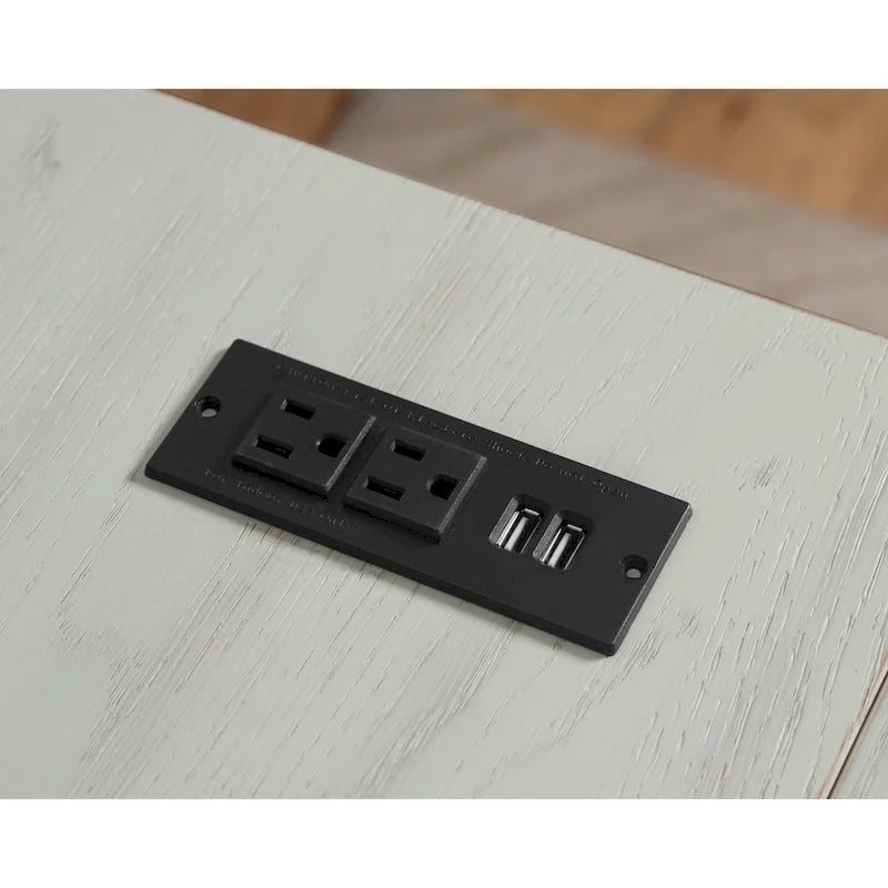Scrivania angolare a L in stile rustico con 2 porte USB e 2 prese di corrente – 150 cm