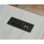 Scrivania angolare a L in stile rustico con 2 porte USB e 2 prese di corrente – 150 cm