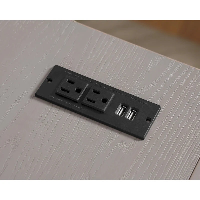 Scrivania angolare a L in stile rustico con 2 porte USB e 2 prese di corrente – 150 cm