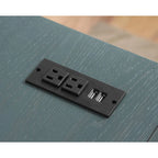 Scrivania angolare a L in stile rustico con 2 porte USB e 2 prese di corrente – 150 cm