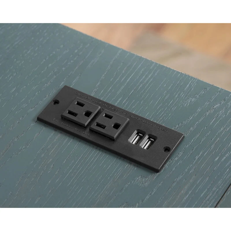 Scrivania angolare a L in stile rustico con 2 porte USB e 2 prese di corrente – 150 cm