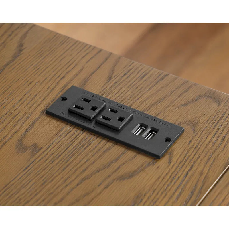 Scrivania angolare a L in stile rustico con 2 porte USB e 2 prese di corrente – 150 cm