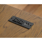 Scrivania angolare a L in stile rustico con 2 porte USB e 2 prese di corrente – 150 cm