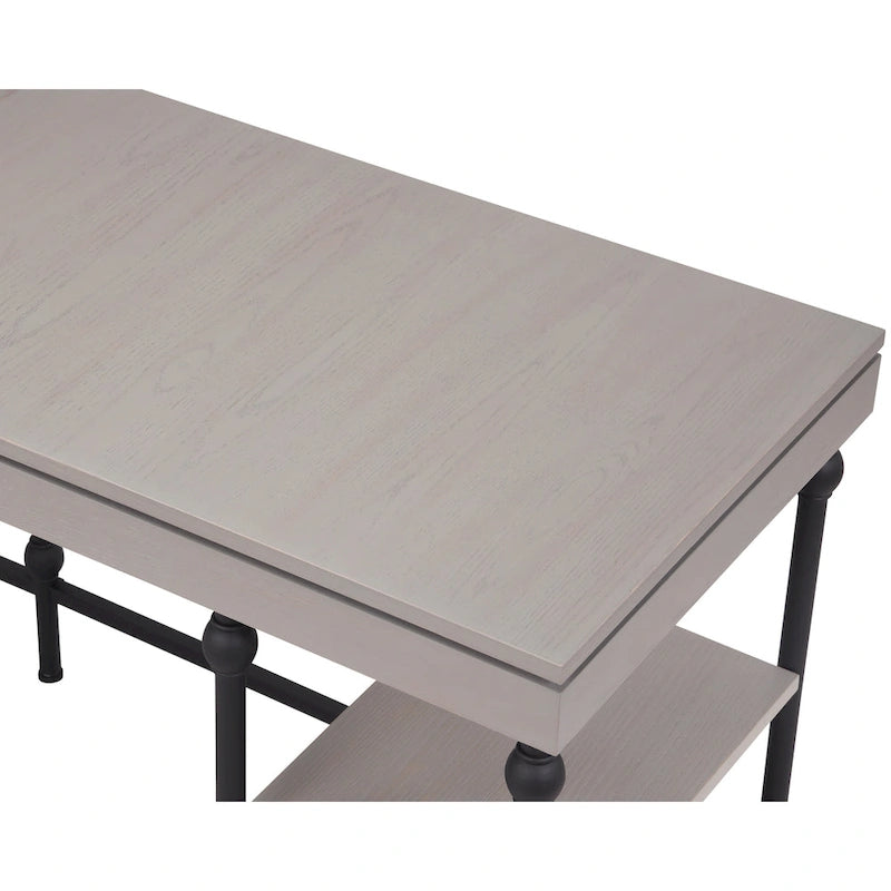 Scrivania angolare a L in stile rustico con 2 porte USB e 2 prese di corrente – 150 cm