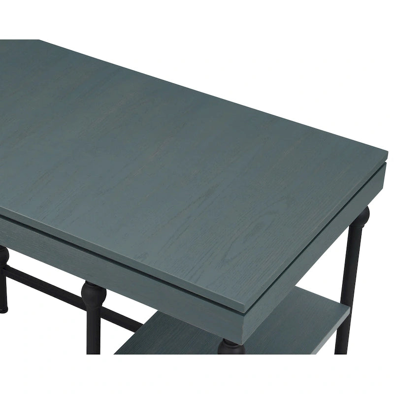Scrivania angolare a L in stile rustico con 2 porte USB e 2 prese di corrente – 150 cm