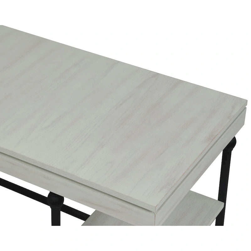 Scrivania angolare a L in stile rustico con 2 porte USB e 2 prese di corrente – 150 cm