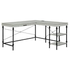 Scrivania angolare a L in stile rustico con 2 porte USB e 2 prese di corrente – 150 cm
