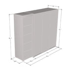 Armadio moderno con 3 specchi, ante in vetro e struttura opaca – 94W x 81H