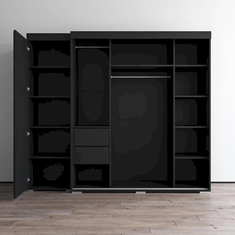 Armadio moderno con 3 specchi, ante in vetro e struttura opaca – 94W x 81H