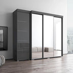 Armadio moderno con 3 specchi, ante in vetro e struttura opaca – 94W x 81H