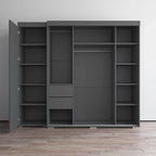 Armadio moderno con 3 specchi, ante in vetro e struttura opaca – 94W x 81H