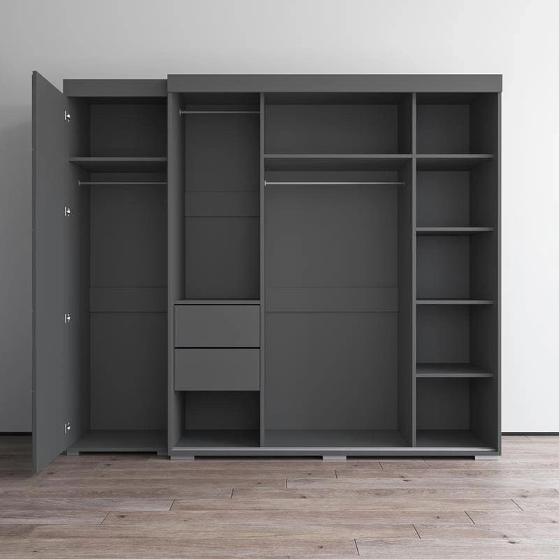 Armadio moderno con 3 specchi, ante in vetro e struttura opaca – 94W x 81H