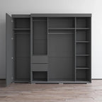 Armadio moderno con 3 specchi, ante in vetro e struttura opaca – 94W x 81H