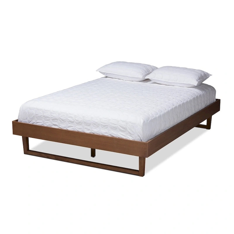 Base letto a piattaforma Mid-Century in Marrone Noce – Misure Matrimoniale, Queen o King