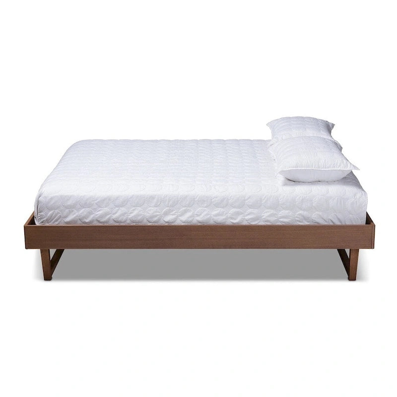 Base letto a piattaforma Mid-Century in Marrone Noce – Misure Matrimoniale, Queen o King