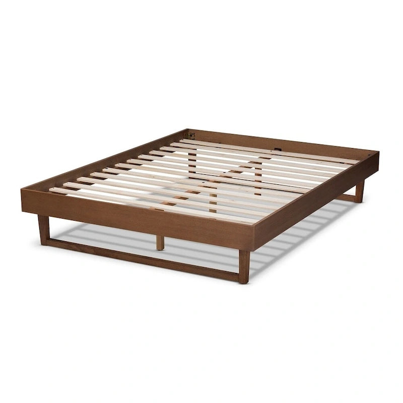 Base letto a piattaforma Mid-Century in Marrone Noce – Misure Matrimoniale, Queen o King