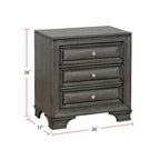 Comodino in Legno a 3 Cassetti con Presa USB, Luce LED Sottostante e Ferramenta Anticata