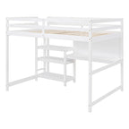 Letto a soppalco in legno a grandezza naturale con mensole, scrivania e lavagna - Grigio
