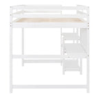 Letto a soppalco in legno a grandezza naturale con mensole, scrivania e lavagna - Grigio