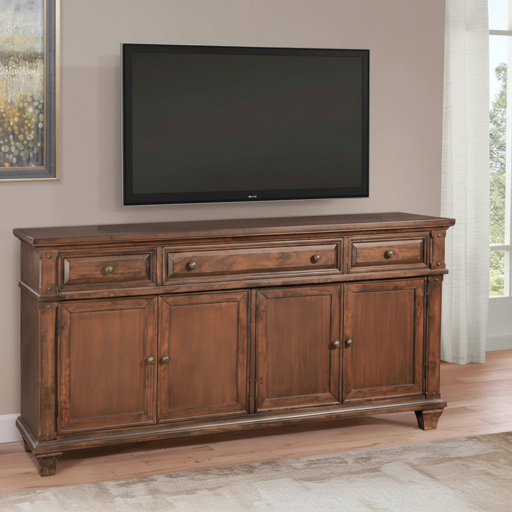 Harbor Point Rustic Cherry 72-inch TV Console - 72-Inch Wide