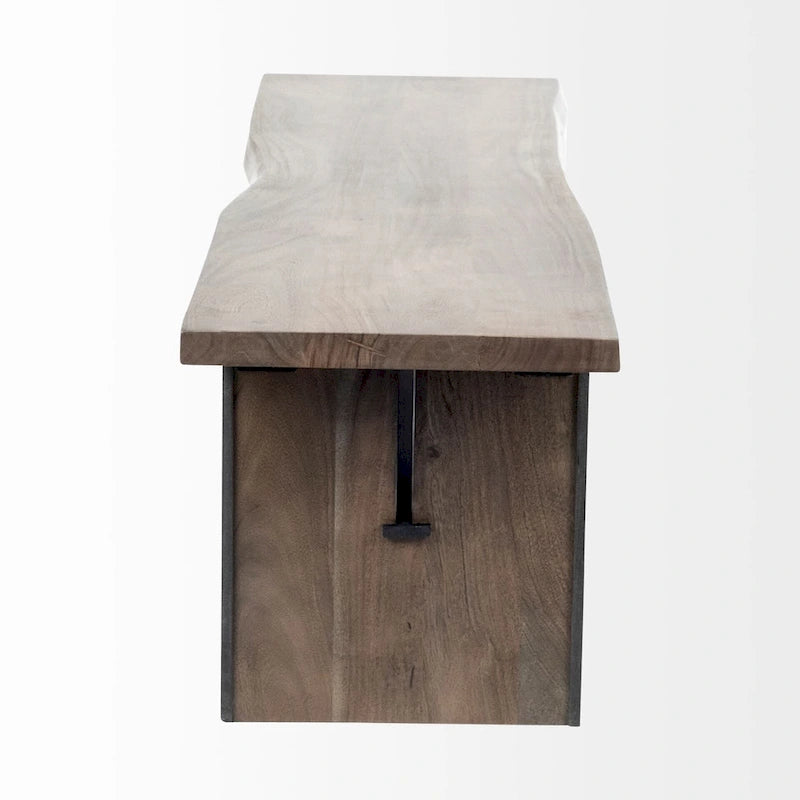 Panca da pranzo in legno massello marrone con bordo vivo – 70 larghezza x 17 profondità x 18 altezza pollici