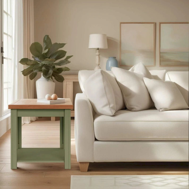 Tavolino Modern Farmhouse da 60 cm con Finitura Bicolore – Completamente Assemblato