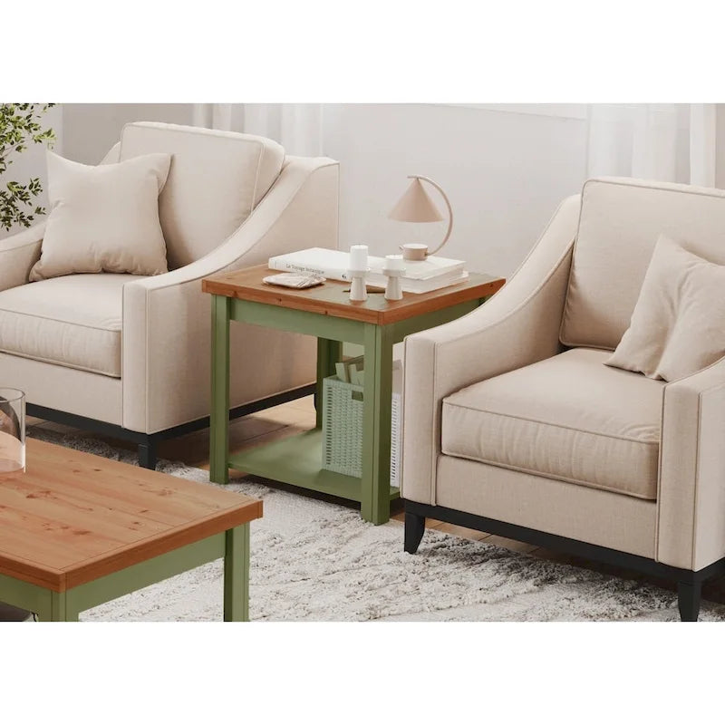 Tavolino Modern Farmhouse da 60 cm con Finitura Bicolore – Completamente Assemblato