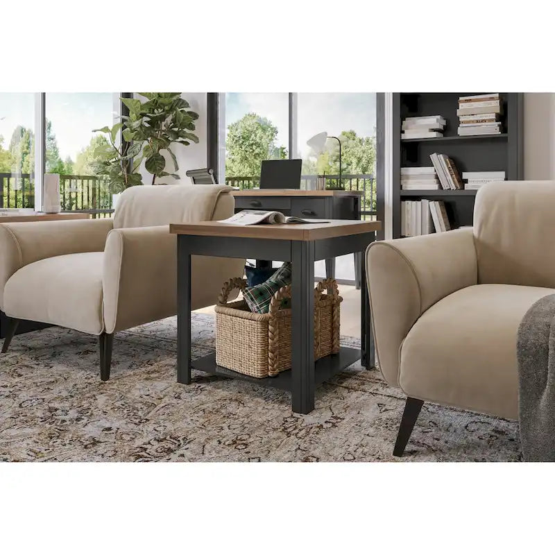 Tavolino Modern Farmhouse da 60 cm con Finitura Bicolore – Completamente Assemblato