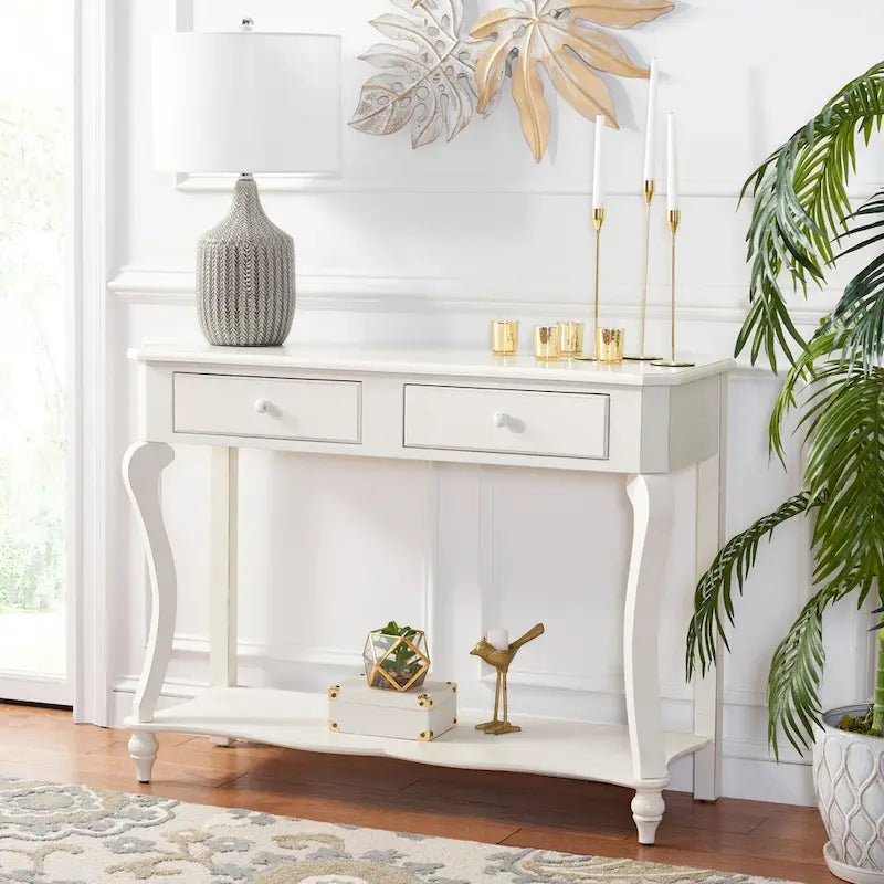 Tavolino d'appoggio in ferro dorato con piano a specchio – 15Lx15Px20A, stile contemporaneo